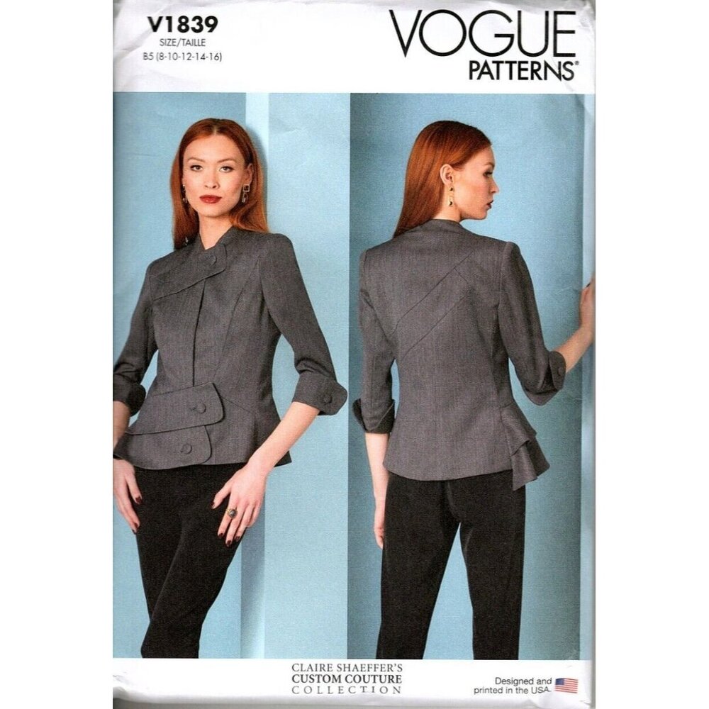 Vogue V1839 Misses 8 to 16 Claire Shaeffer Couture Lined Jacket Sewing Pattern